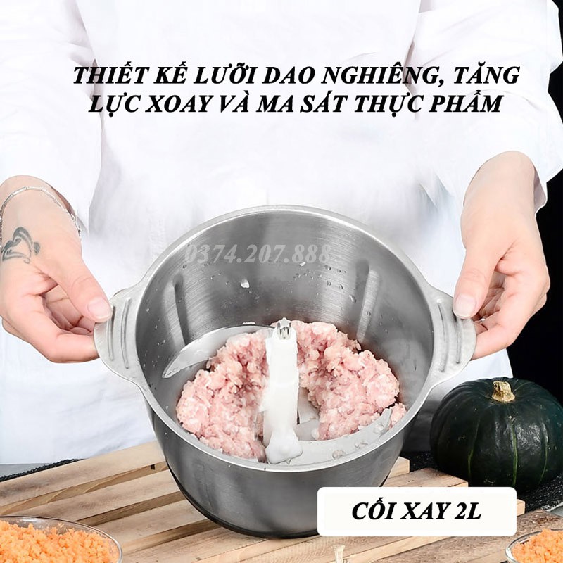 Máy Xay Thịt Đa Năng Xay Rau Củ, Xay Hoa Quả Cối Inox 304 Hàng Nội Địa Trung Cao Cấp PAPAA.HOME