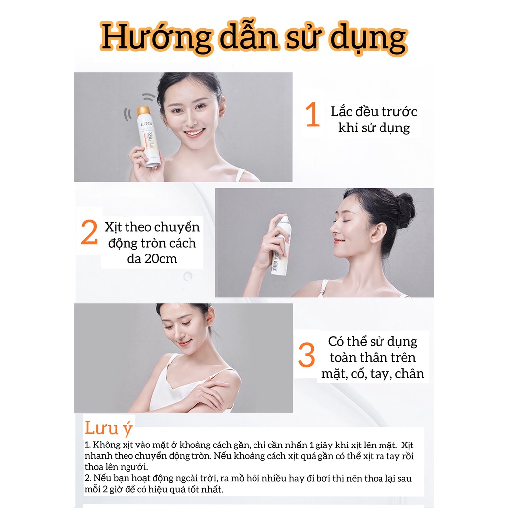 Xịt Chống Nắng COGI SPF50+ PA+++ UV Plus Trắng Da Dưỡng Ẩm 120ml