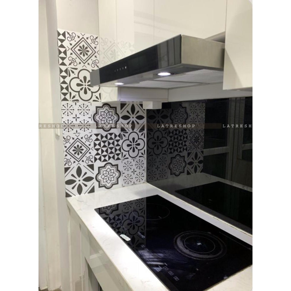Decal Dán Bếp họa tiết Gạch Bông khổ 40x60cm - Dán Trang trí Tường, Gỗ, Nhựa Gạch Men, Nhà tắm - XƯỞNG DECOR FL10