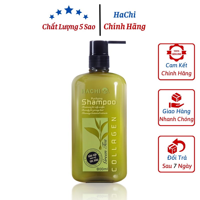 Dầu Gội đầu trà xanh Hachi, chiết xuất trà xanh dành cho tóc dầu [Chính Hãng] 3size 350ml ,500ml, 800ml - Dầu gội HaChi