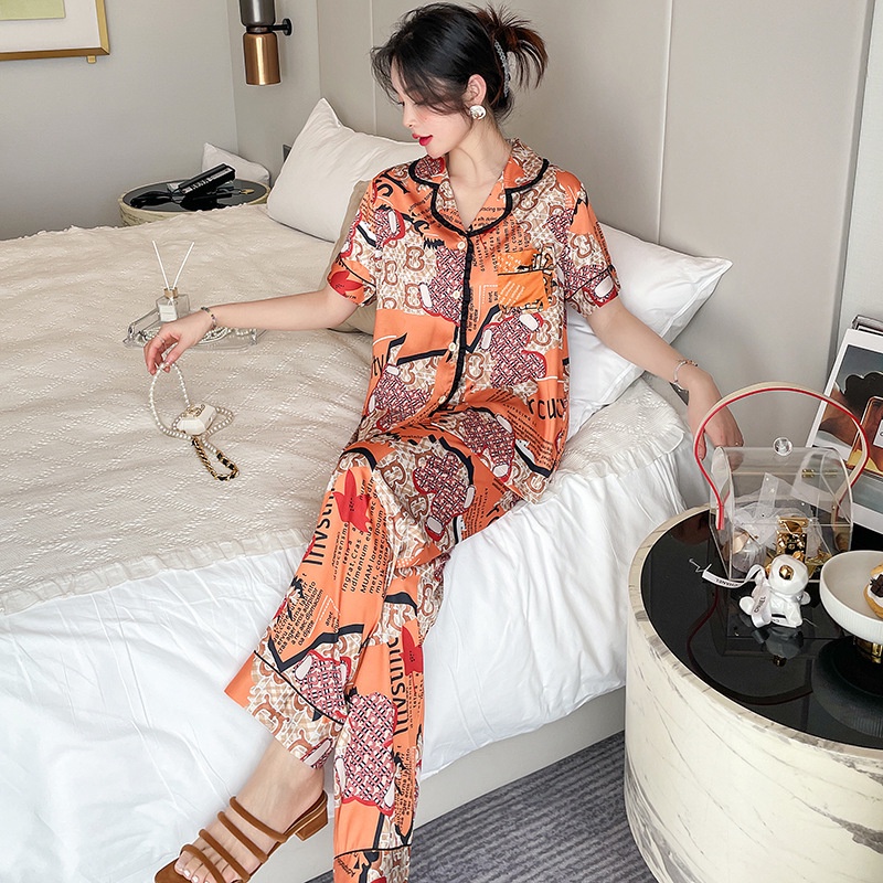 Bộ Đồ Ngủ Tay Ngắn In Họa Tiết Thời Trang Cho Nữ