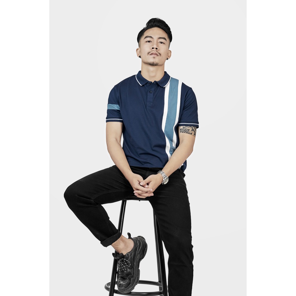 Áo Polo nam cổ bẻ phối UZA vải cá sấu Cotton xuất xịn,chuẩn form,sang trọng-lịch lãm màu XANH P45 - POLOMAN | BigBuy360 - bigbuy360.vn