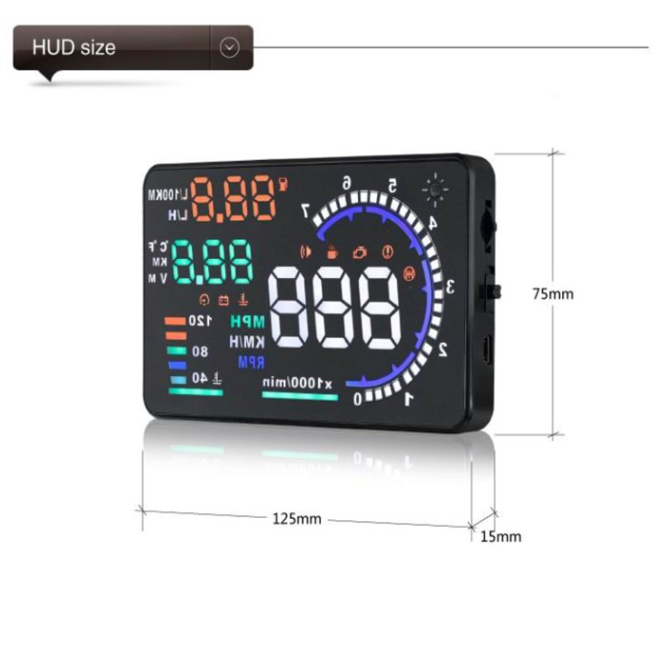 HUD hiển thị tốc độ trên kính lái xe ô tô A8