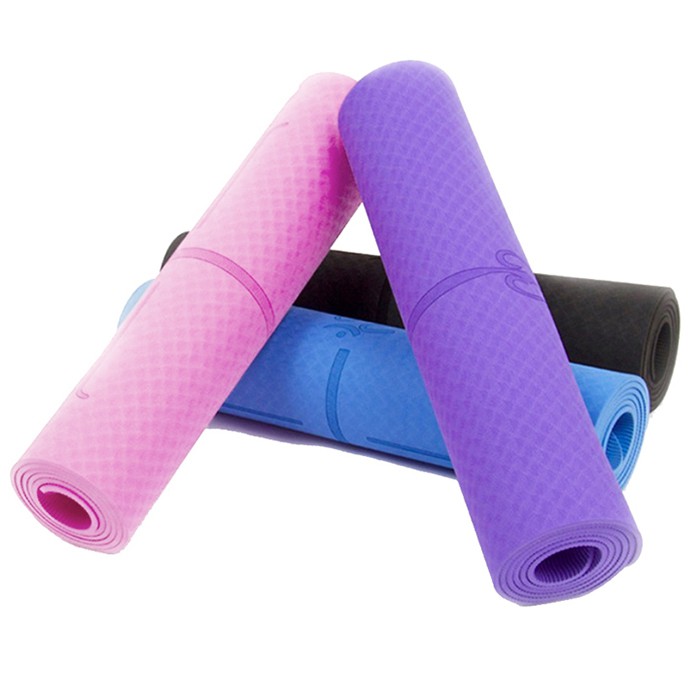 Thảm tập yoga định tuyến mat gym thể dục TPE cao su chống trơn trượt 6mm, 8mm tặng kèm túi đựng dongho