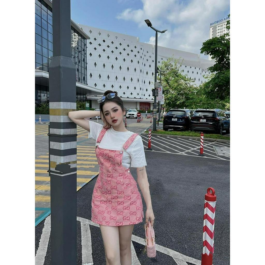 SET YẾM HỒNG SHORT DẬP LOGO + ÁO TRẮNG