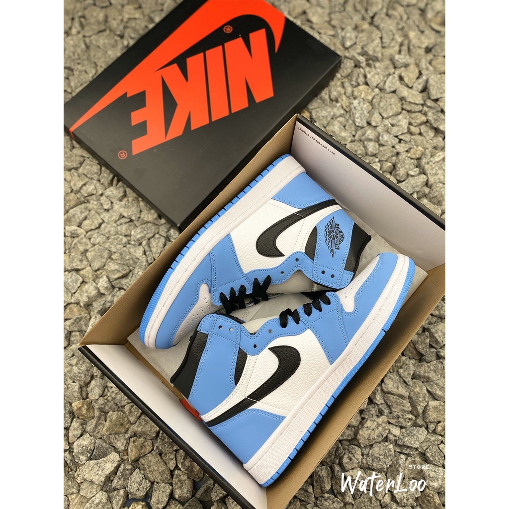 [FREESHIP+HỘP+QUÀ] Giày Thể Thao Sneakers Air Jordan 1 Retro High White University Blue Black Xanh Dương Cổ Cao