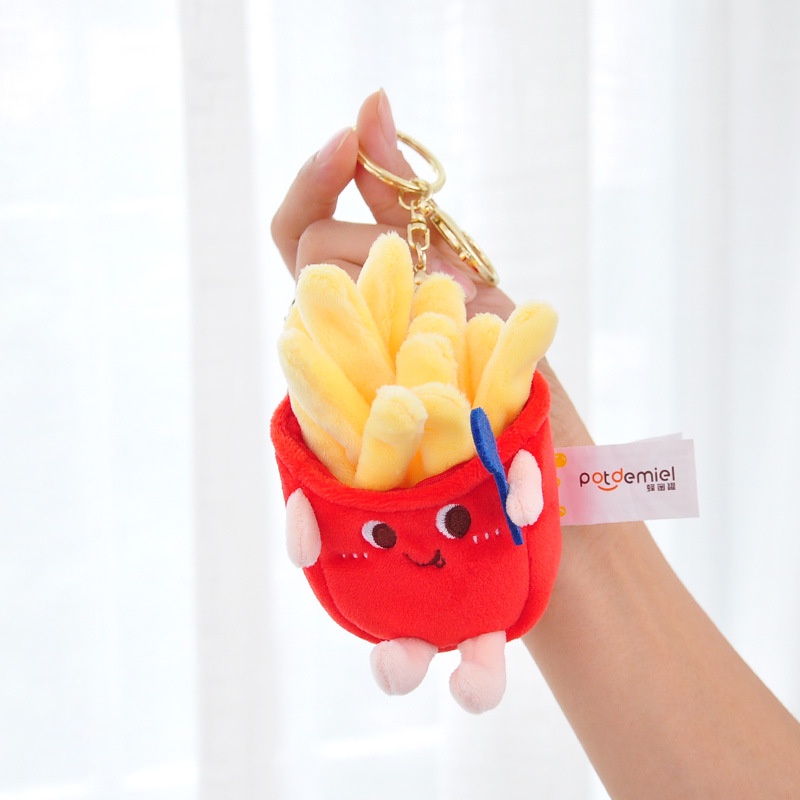 Móc Khóa Hình Hamburger Khoai Tây Chiên Nhồi Bông Dễ Thương
