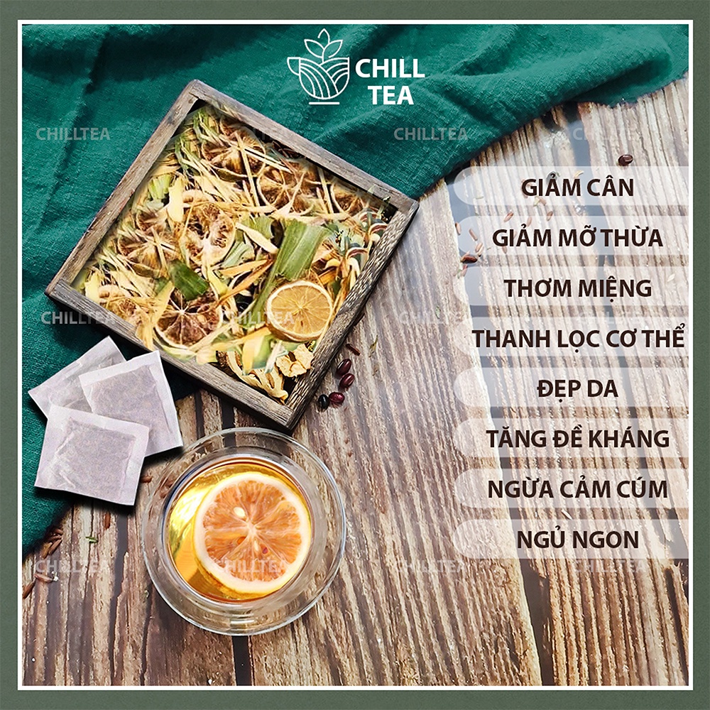 Set 20 Gói Trà Chanh Sả Gừng Chilltea, Trà Thảo Mộc Giảm Cân, Giảm Mỡ Thừa, Thanh Lọc Cơ Thể, Tăng Đề Kháng | BigBuy360 - bigbuy360.vn