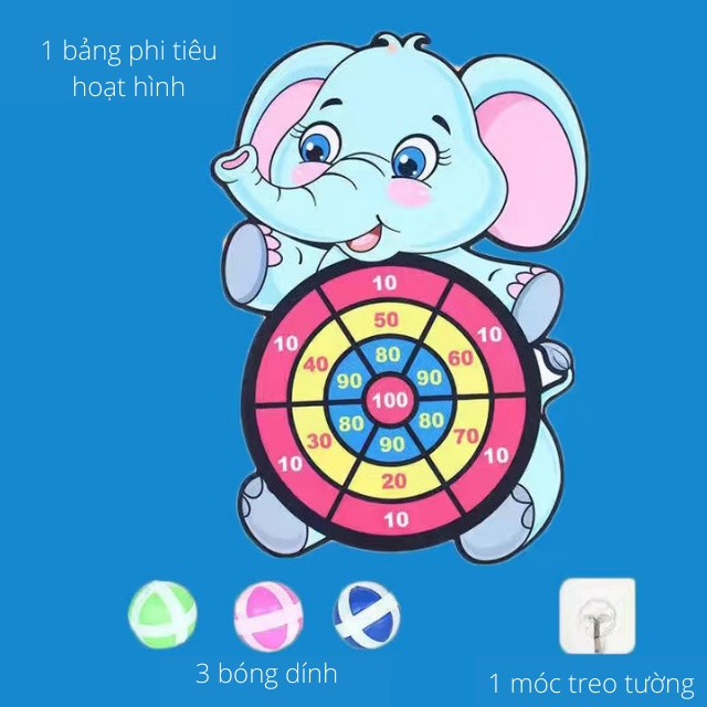 Đồ chơi phi tiêu bằng bóng dính, phi tiêu bóng gai cho bé treo tường hoạt hình ngộ nghĩnh