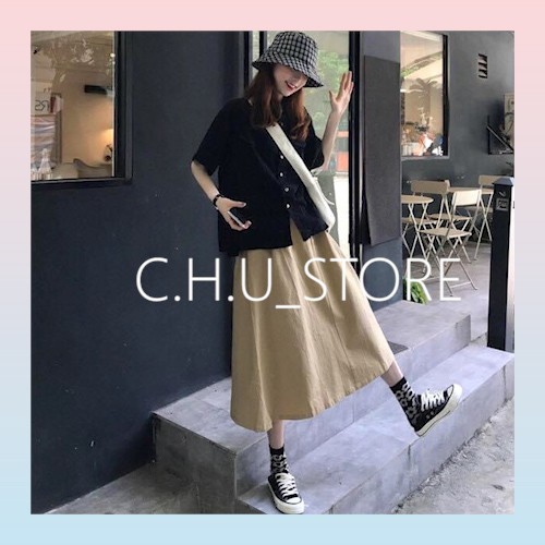 Chân Váy Kaki DÁNG DÀI CHUSTORE Nữ [FREESHIP] 🌸 Đầm mini xòe cạp cao ống rộng, cá tính bánh bèo Ulzzang HOT 🌸 | BigBuy360 - bigbuy360.vn