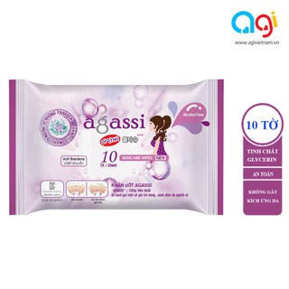 Khăn giấy ướt Agassi chống khô da không gây nhờn và kích ứng, giữ ẩm và làm mềm da (Loại 10 tờ)