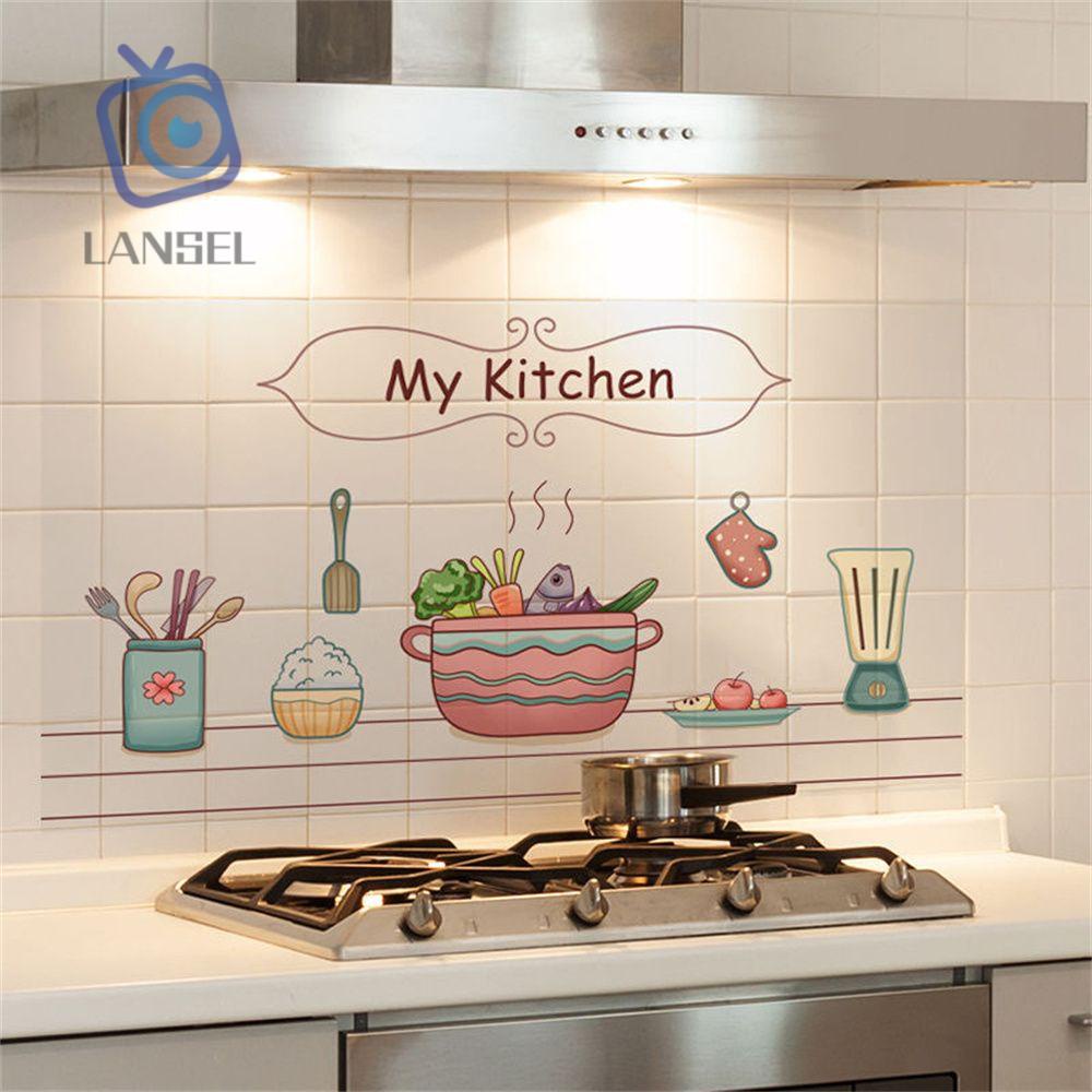 Giấy Dán Tường Trong Suốt Chống Dầu Chịu Nhiệt Độ Cao Họa Tiết Dễ Thương Trang Trí Nhà Bếp
