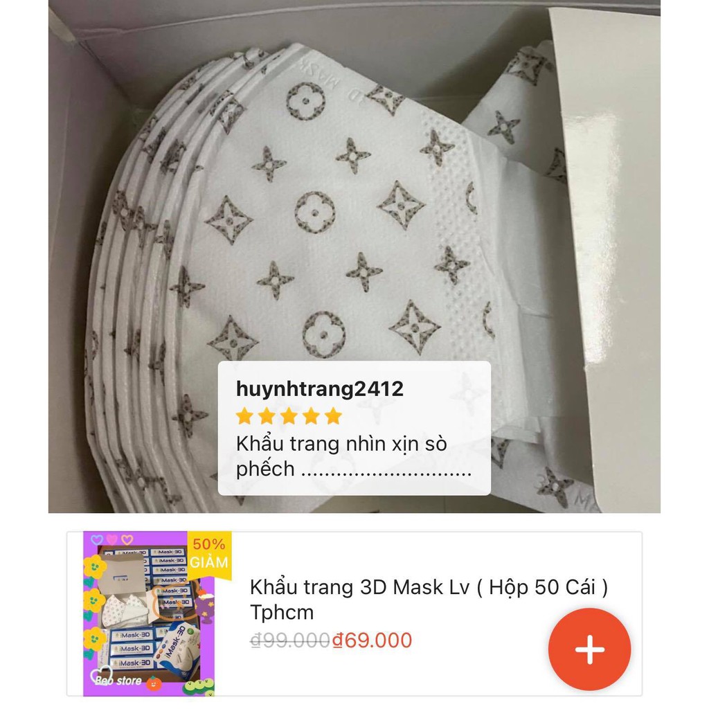 Khẩu trang 3D Mask Lv ( Hộp 50 Cái ) Tphcm