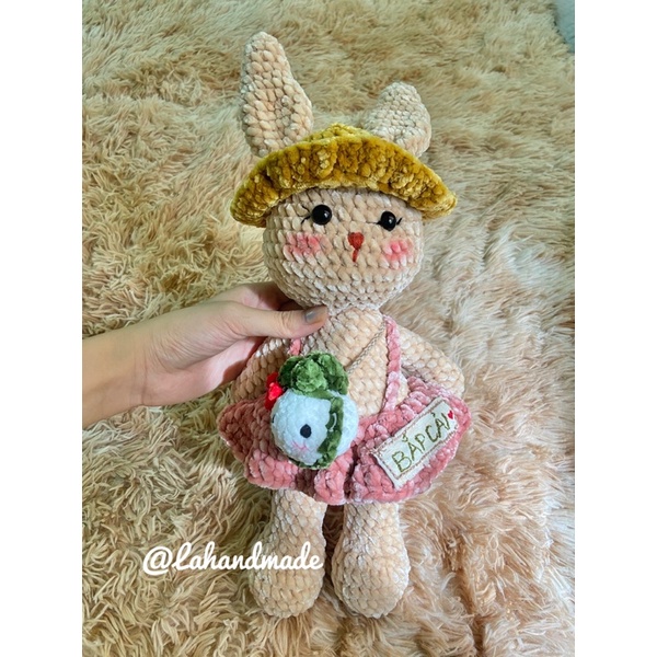 Thú bông organic handmade 100% cao cấp - Bé thỏ mập bắp cải