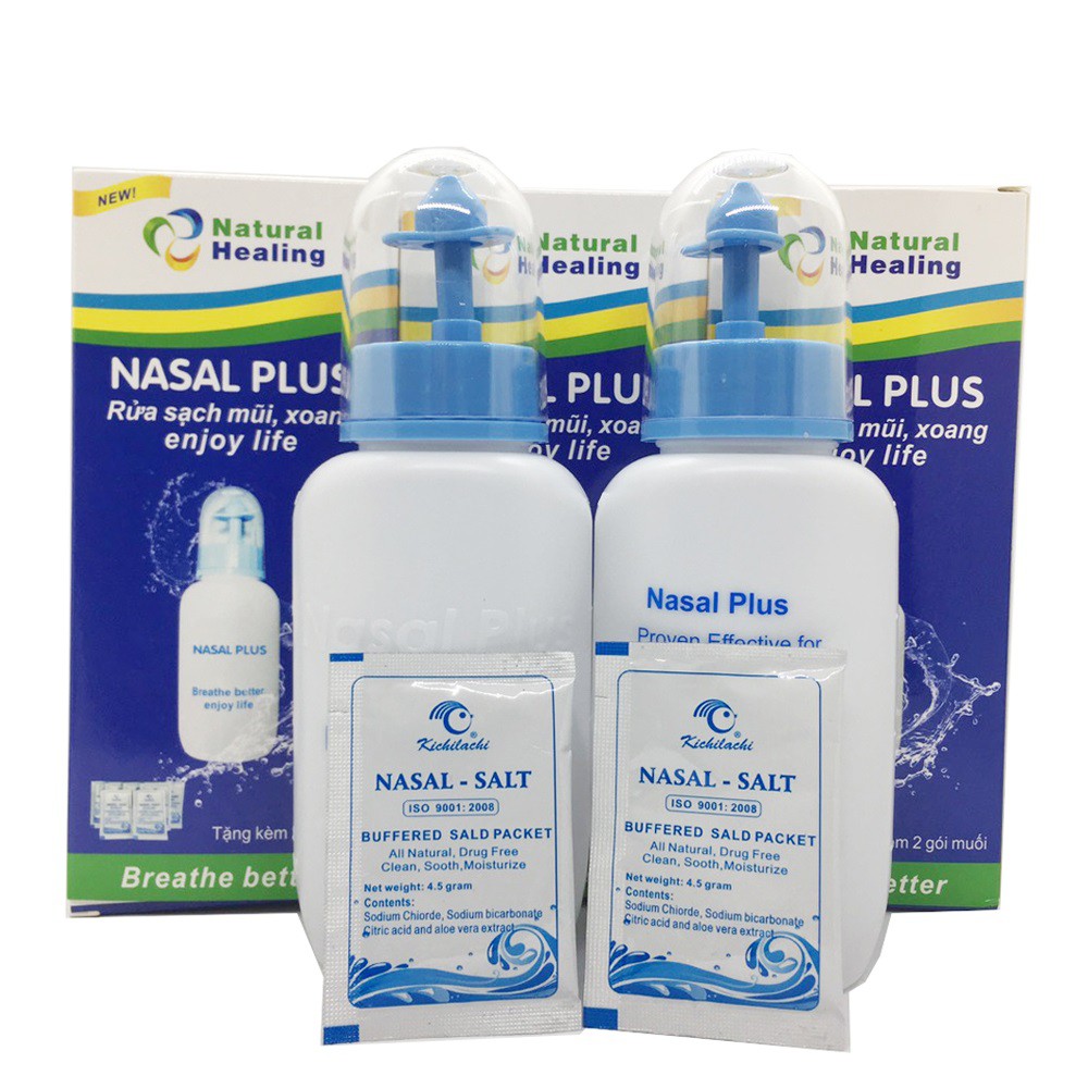 Bình rửa mũi cao cấp Nasal Plus Tặng kèm 02 gói muối biển