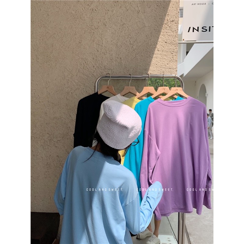 [CÓ SẴN]Áo phông dài tay xanh pastel  phong cách ulzzang