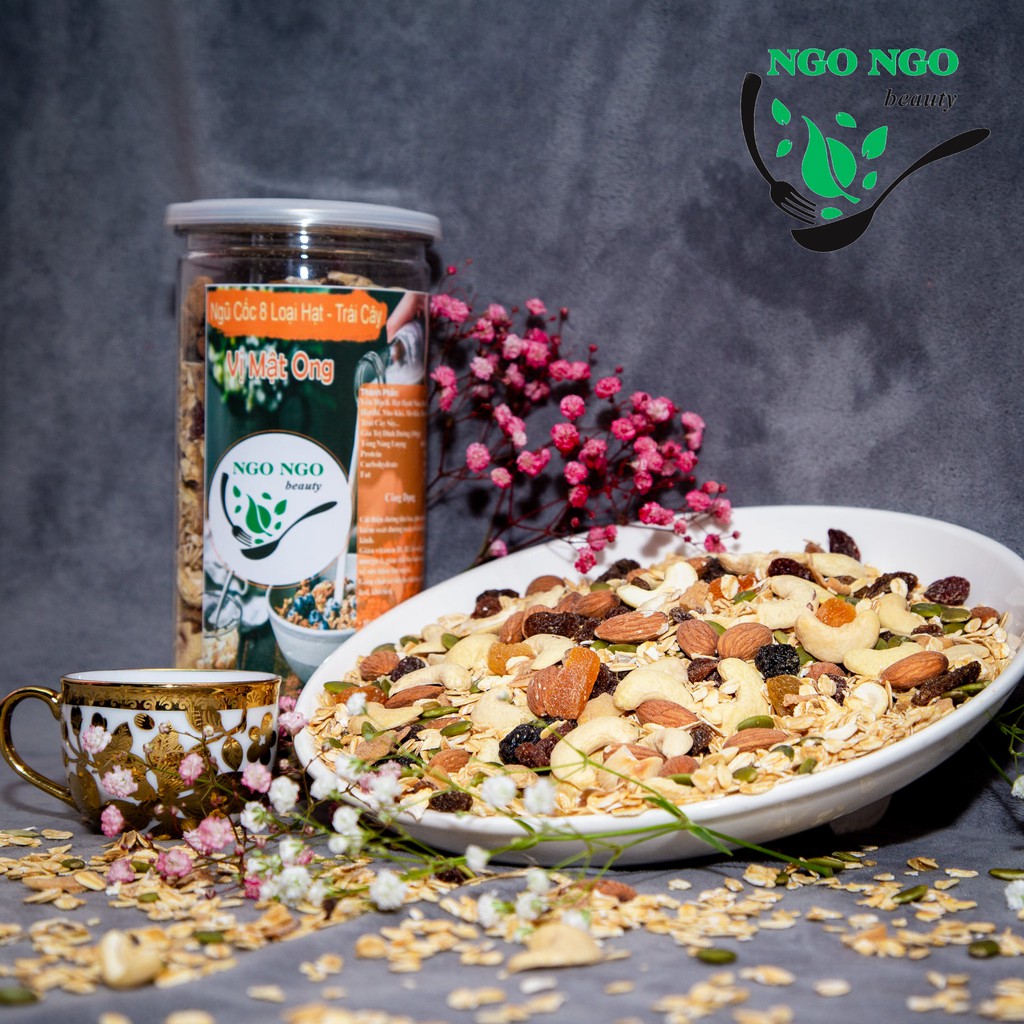 Ngũ cốc Granola - 8 thành phần các loại hạt và trái cây sấy