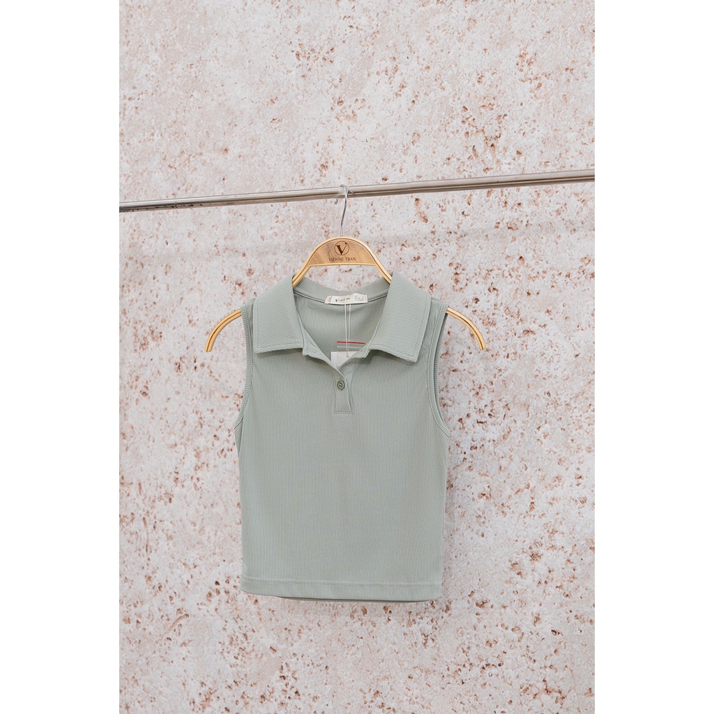 Áo Tanktop VIEN TRAN Cổ Bẻ Dáng Ôm V61T22H028