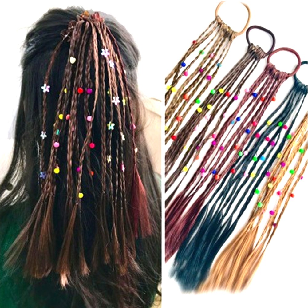 Set 2 Dây Buộc Tóc Giả Thắt Bím Nhiều Màu Sắc Cho Bé Gái PP0622