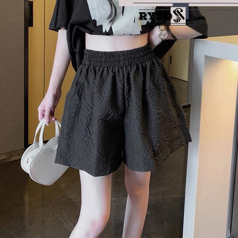 Quần short nữ dập nổi 3D xốp phồng hàng đẹp xinh xắn - Quần sooc xốp hoa phối nhiều kiểu áo năng động