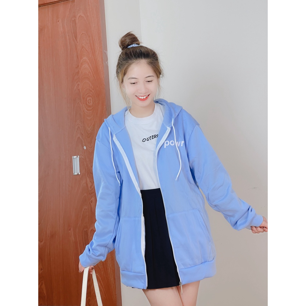 Áo khoác nữ hoodie form rộng có dây kéo chống nắng giữ ấm thời trang 4YOUNG FASHION | BigBuy360 - bigbuy360.vn