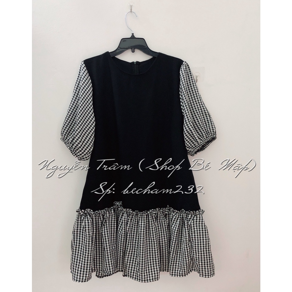 Đầm Suông Đuôi Cá Phối Caro Bigsize 67-87Kg