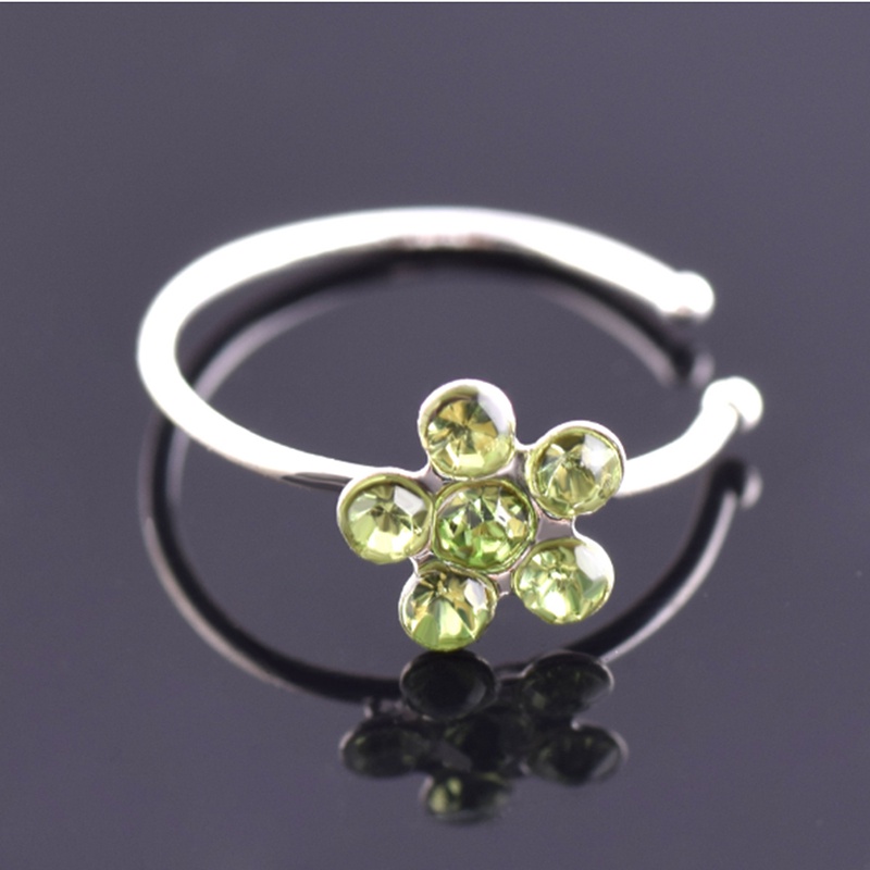 Khuyên Mũi Bạc Đính Đá Hình Hoa Mận