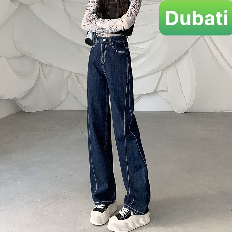 QUẦN BAGGY JEAN NỮ ỐNG SUÔNG RỘNG CHỈ NỔI KIỂU KHÓA TRƯỚC LƯNG CAO NÂNG MÔNG PHONG CÁCH XỊN SÒ - DUBATI FAS