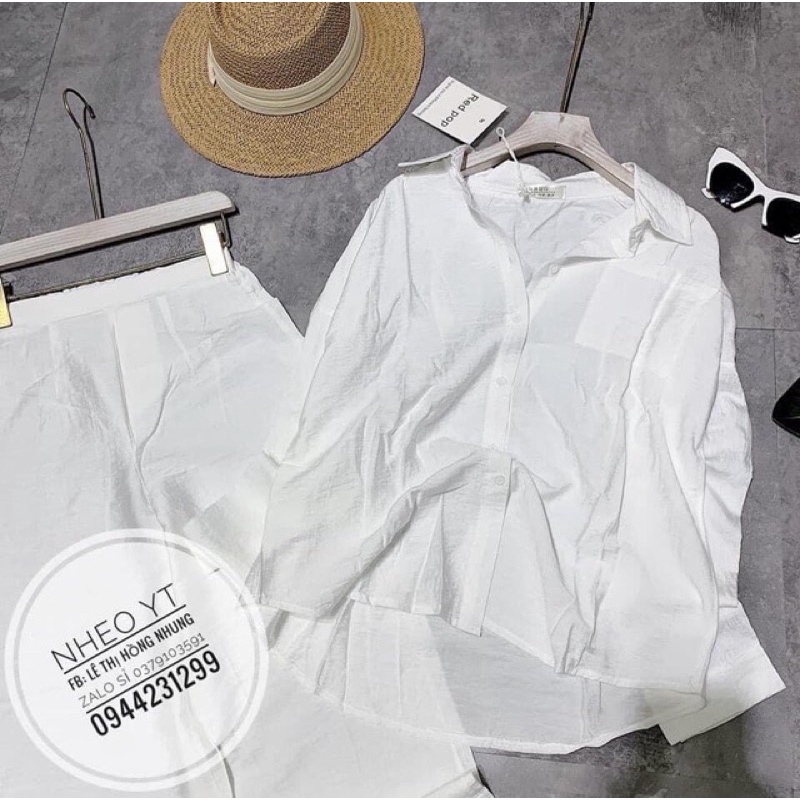 Sơ Mi Đũi Trắng Vạt Tôm Hàng Đẹp Xinh Xắn - Sơ mi thụng trắng Kiểu Nữ Dài Tay Phong Cách Hàn Quốc Ulzzang