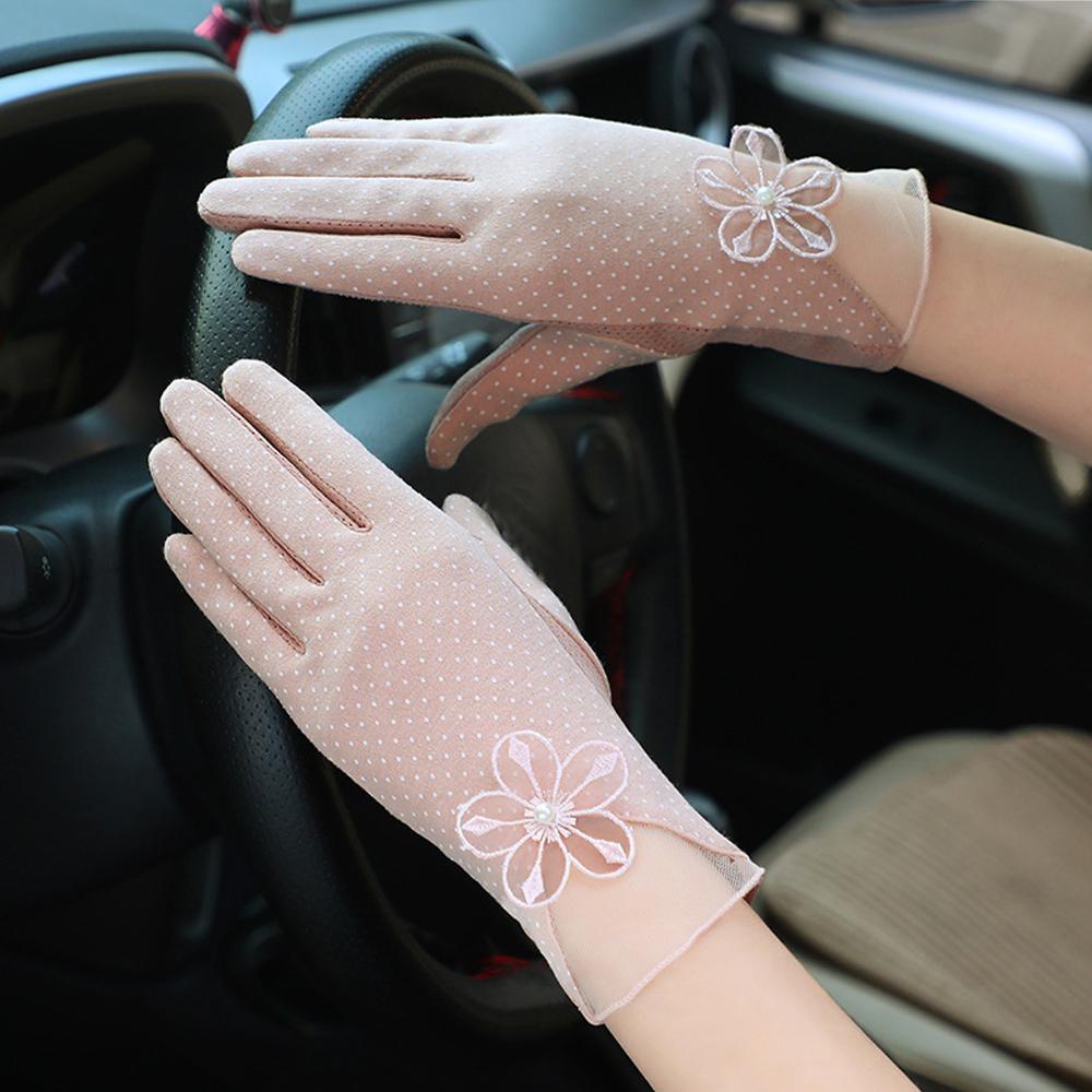 Găng Tay Lái Xe Chống Trượt Phối Ren Thời Trang Cho Nữ
