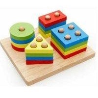 Bộ xếp hình montessori thả khối 4 cọc trụ bằng gỗ