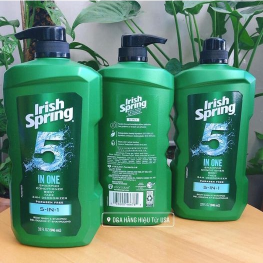 Sữa tắm Nam Irish Spring 5 in 1 - Dung tích 946ml