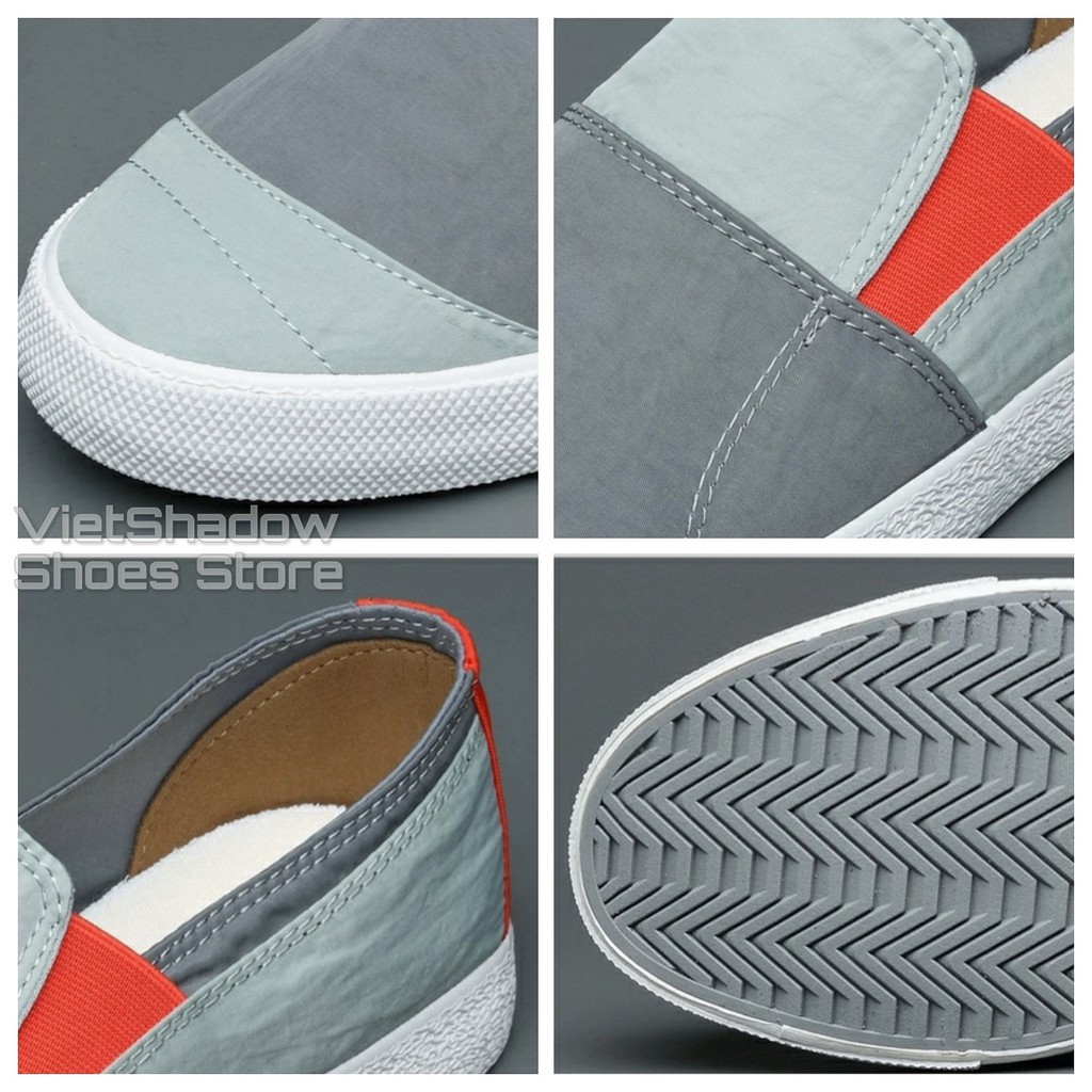 Slip on nam - Giày lười vải nam cao cấp BAODA - Vải polyester chống thấm 3 màu đen, khaki, xanh nhạt - Mã 20037