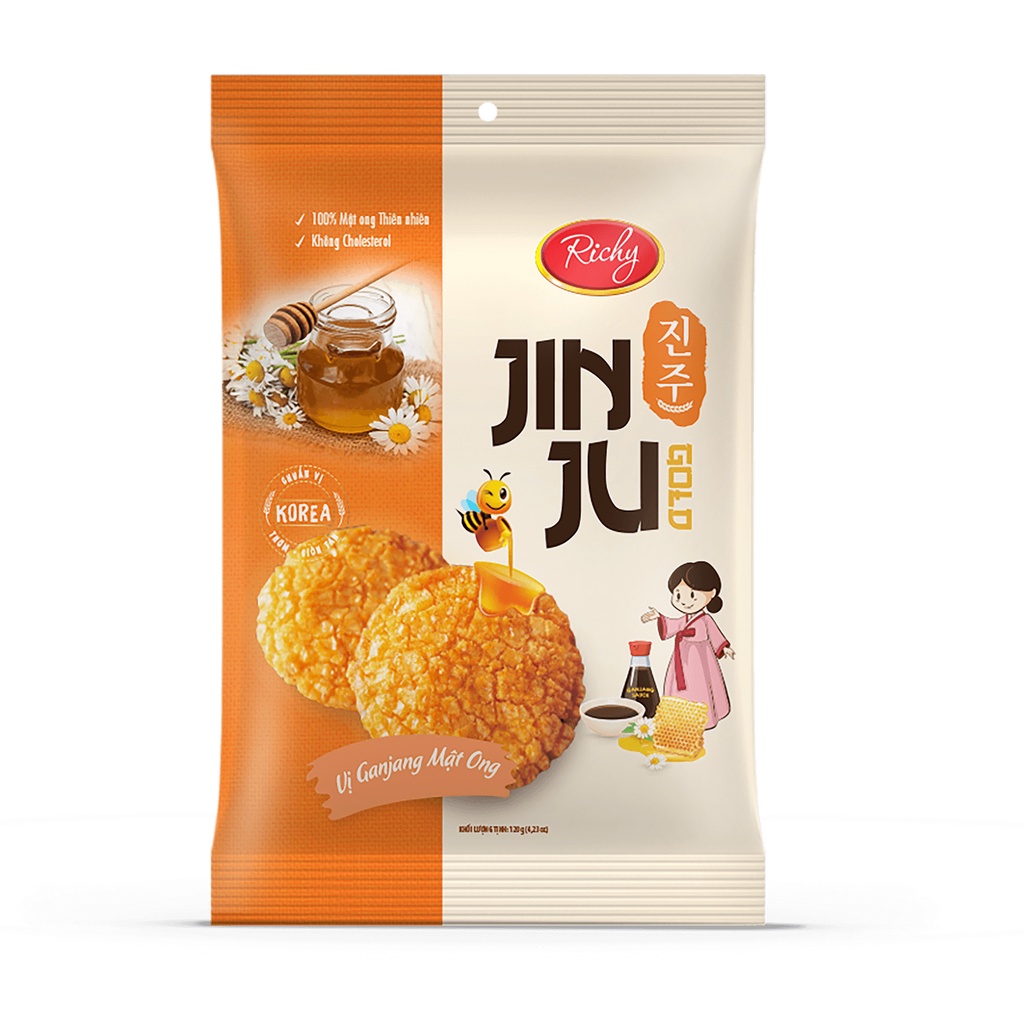 Bánh Gạo JinJu Gold hương vị Gangjang Mật ong túi 120gr