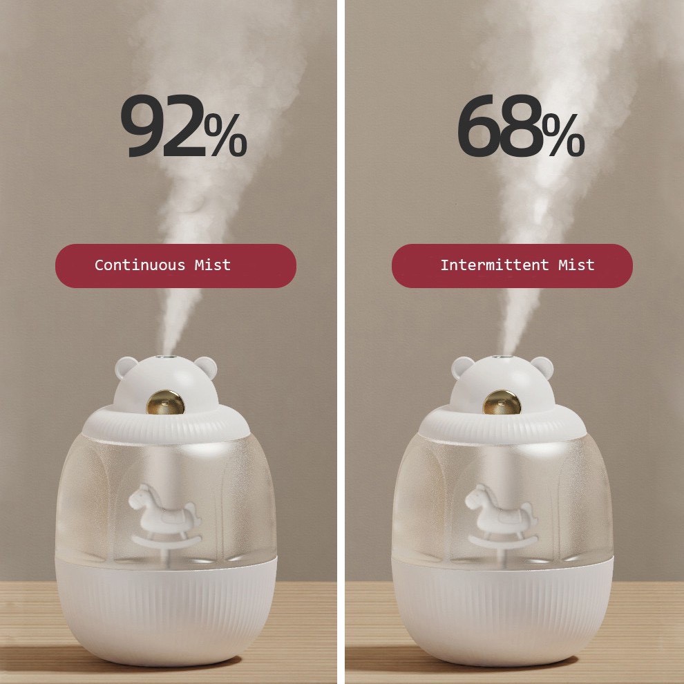 Máy Phun Sương Tạo Độ Ẩm Không Khí  Vòng Xoay Ngựa Gỗ Dễ Thương Có Đèn Và Nhạc Dung Tích 320ml