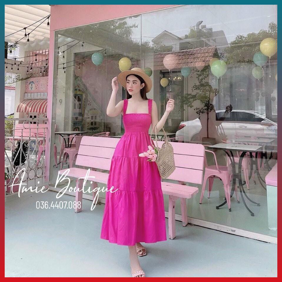 Váy Nữ Đầm Maxi Chun Đi Biển Đầm Xòe Nữ Dáng Ôm Phong Cách Nữ Tính | BigBuy360 - bigbuy360.vn