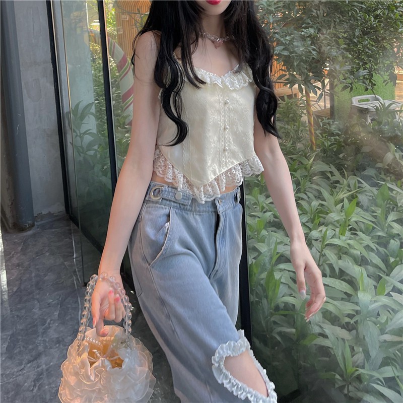 Áo hai dây Phối Ren Thiết Kế Độc Đáo Thời Trang