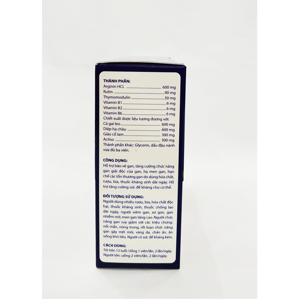 Viên Uống Bổ Gan LIVERTIN US - Arginin - Cà Gai Leo - Giải Độc Gan - Thanh Nhiệt - Mát Gan - Hộp 60 Viên