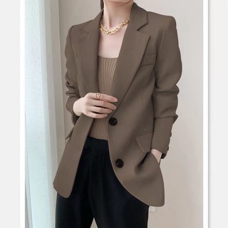 In spring and autumn, the new Korean version is fashionable and stylish, with a sense of niche suit, brown suit and jacket girl.