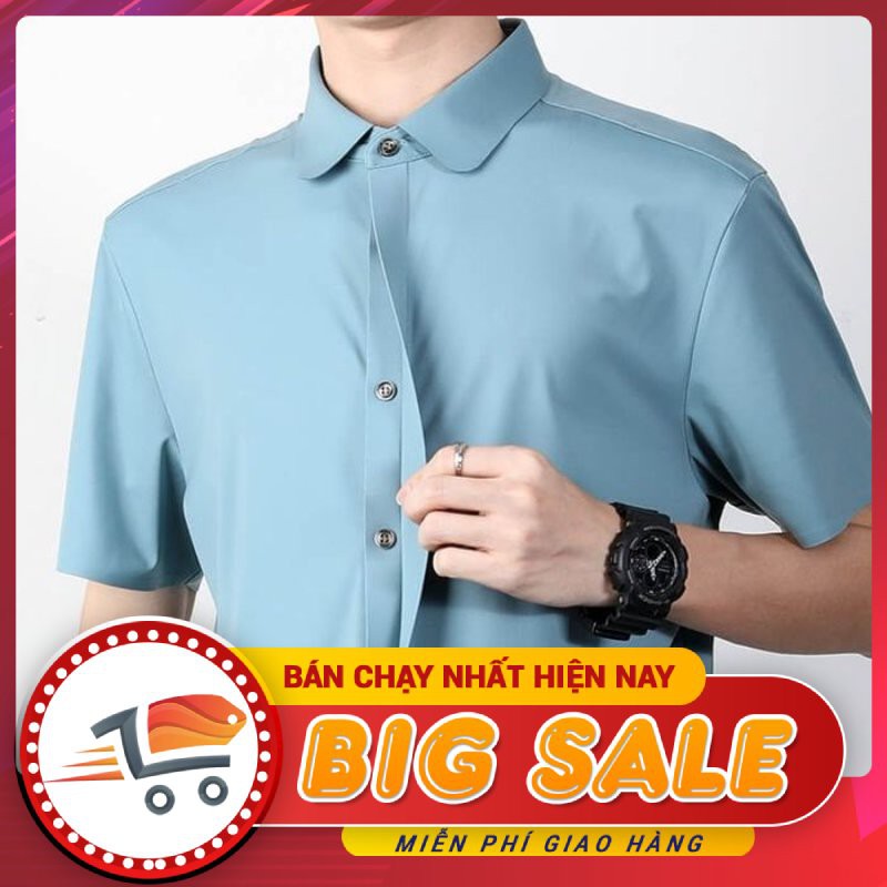 Áo sơ mi nam hàn quốc tay ngắn 3 màu vải lụa thái siêu mềm mịn mát, cực tôn dáng và dễ phối đồ
