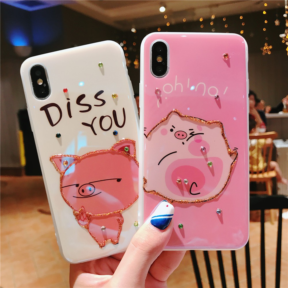 ỐP LƯNG IPHONE HEO HỒNG OH NO - DISS YOU CHO IPHONE 6/7/8, 6Plus/6sPlus/7Plus/8Plus, X/XS, XS Max