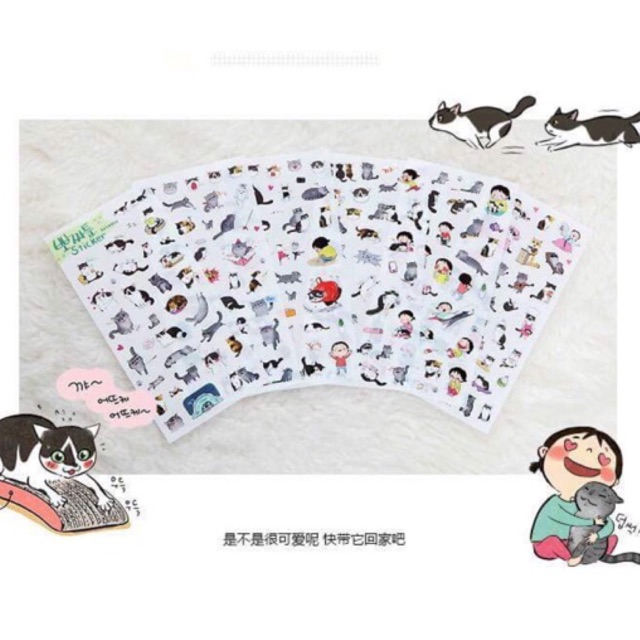 Bộ 6 sticker Mèo