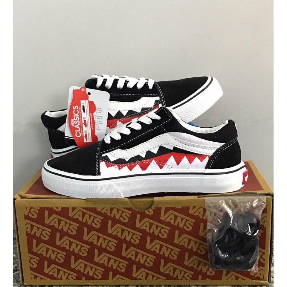 [FREE SHIP + FULL BOX] Giày Vans Old Skool Bape răng hàm Cá Mập