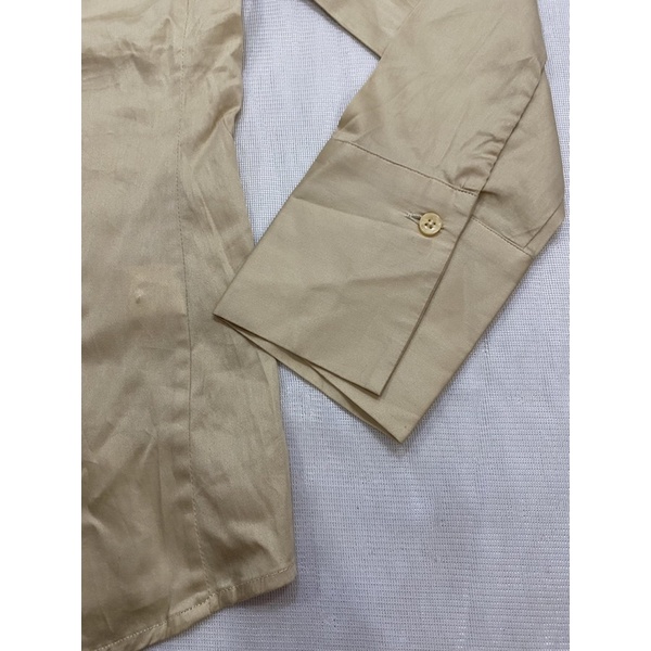 Áo sơ mi tay dài vải kate lụa dày màu be Nino.maxx  - Thanh lý vnxk