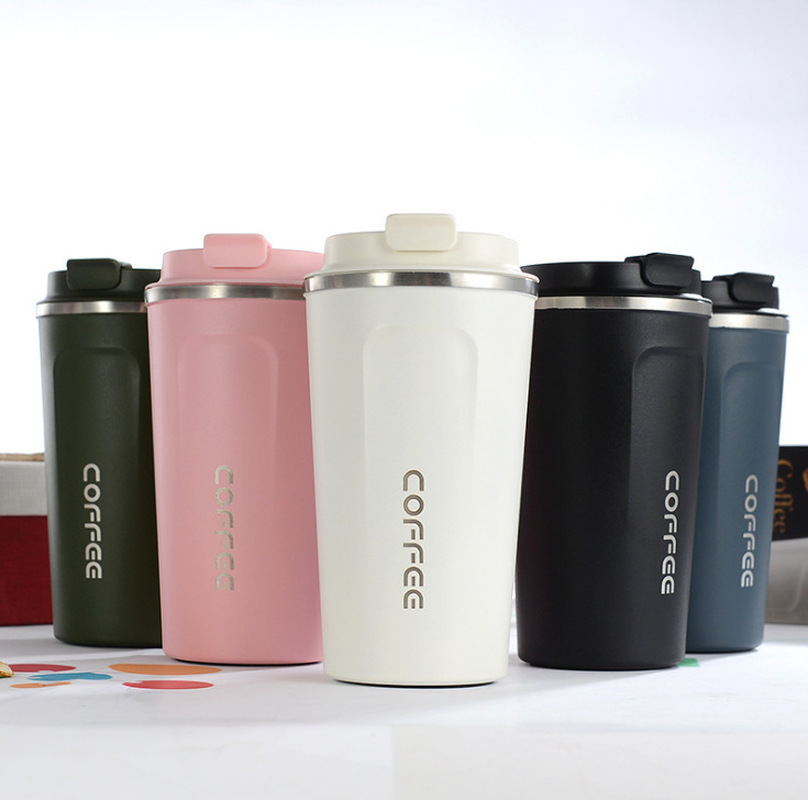 380ml,510ml Fashion Stainless Steel Vacuum Coffee Cup/ Outdoor Portable Anti-scald Sealed Drinking Bottles/ Student Insulation Cup with Lid