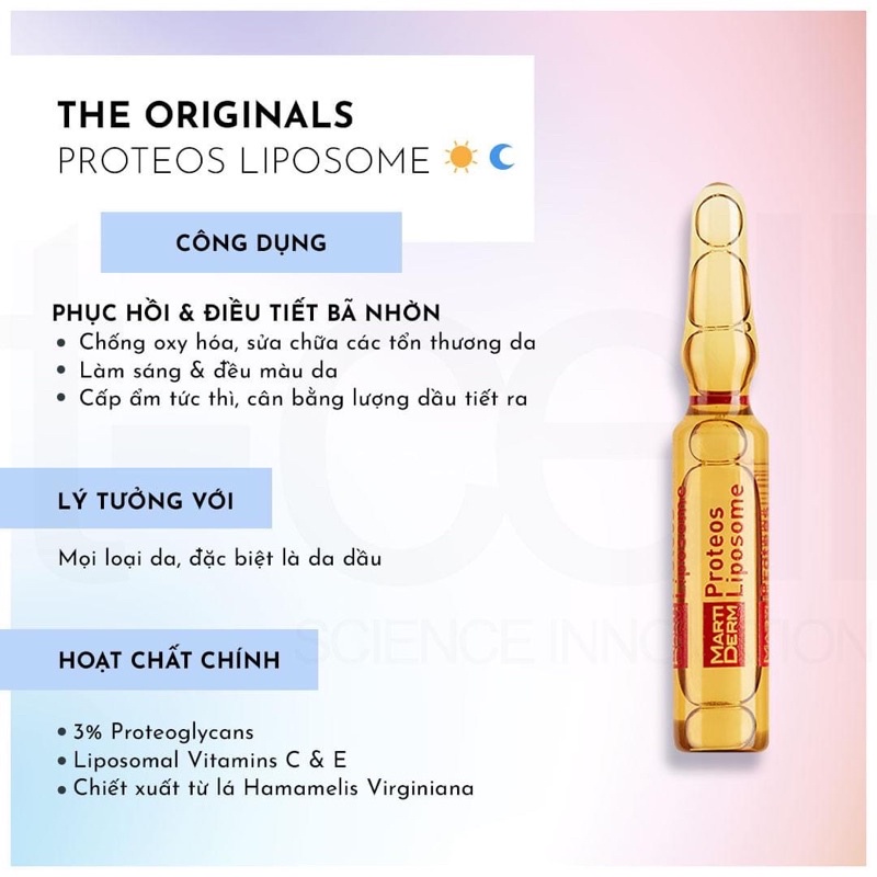 [HÀNG CÔNG TY] Ampoule Chống Oxy Hoá, Phục Hồi, Điều Tiết Bã Nhờn - MartiDerm The Originals Proteos Liposome