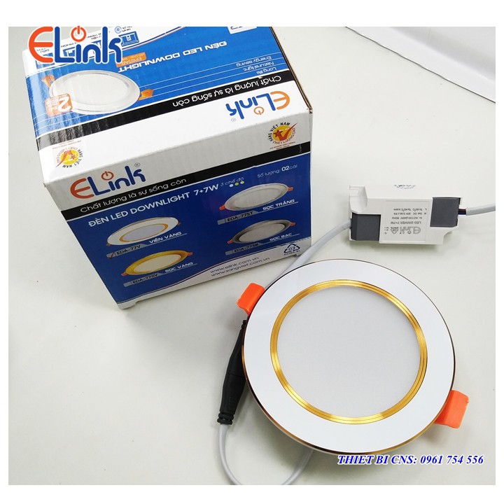 Đèn Led Downlight âm trần 3 chế độ ánh sáng Φ115/90 - 7W viền vàng Elink