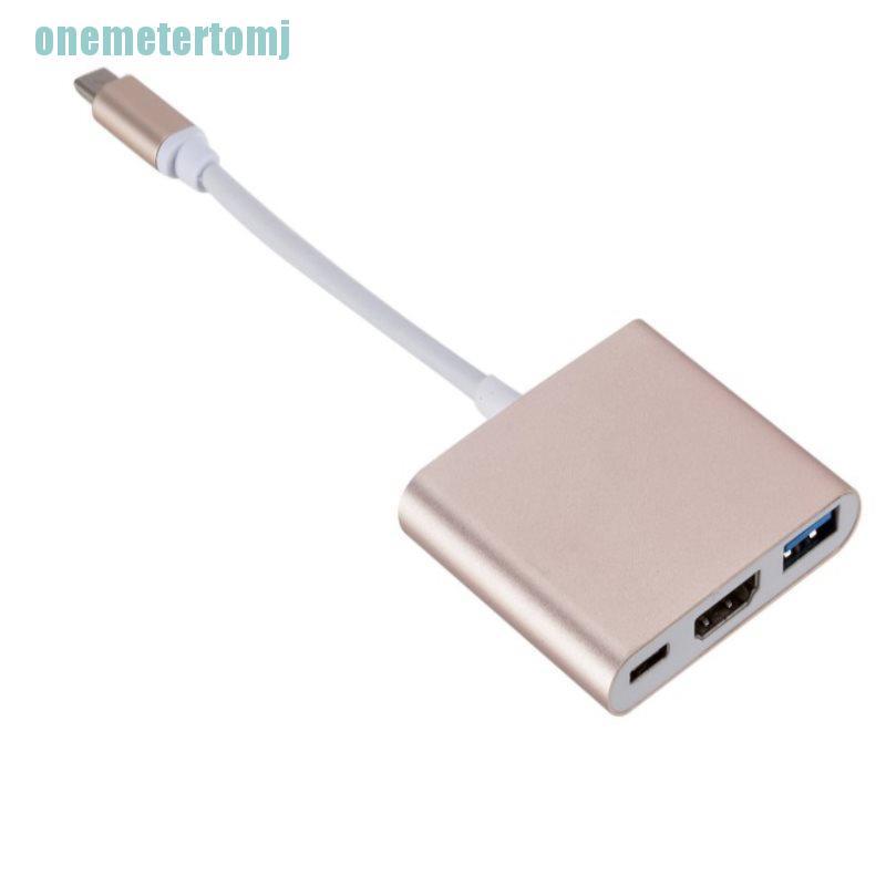 【ter】Portable Type C to USB-C HDMI USB 3.0 Converter Adapter Cable 3 in 1 Hub