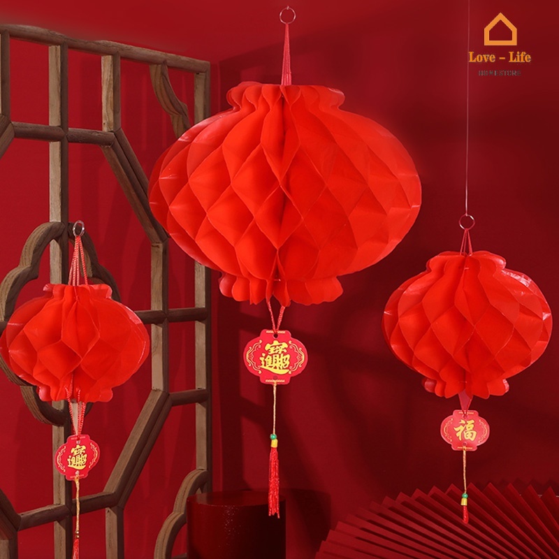 Lồng Đèn Đỏ May Mắn Trung Hoa Chống Nước Có Thể Gập Lại Trang Trí Năm Mới