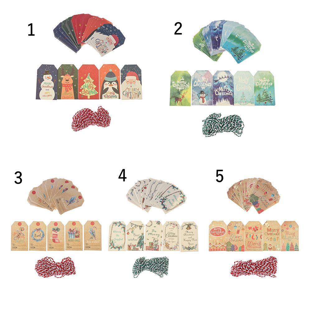 Set 50 Thẻ Giấy Kraft Trang Trí Quà Giáng Sinh